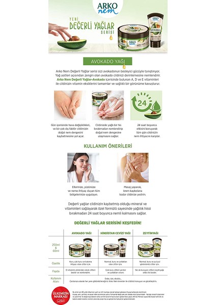 Nem Değerli Yağlar Avokado Yağı Nemlendirici Krem 60 ml modelleri