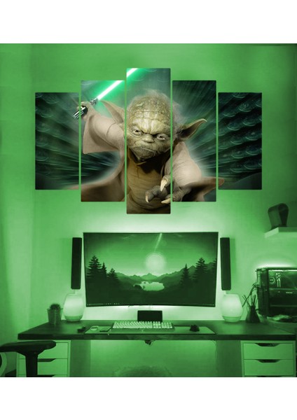 Starwarsyoda Temalı 5 Parçalı Duvar Tablosu