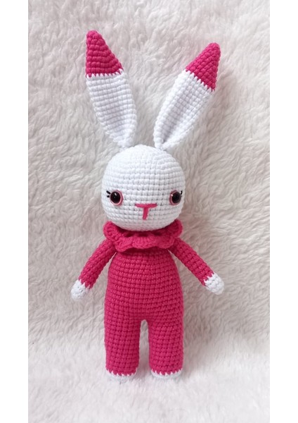 Fuşya Miniş Tavşan Uyku Arkadaşı Amigurumi Organik Oyuncak