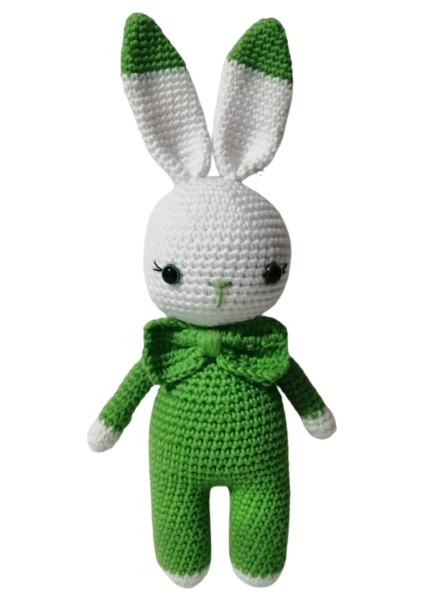 Yeşil Miniş Tavşan Uyku Arkadaşı Amigurumi Organik Oyuncak