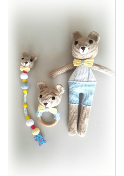 Ayıcık Yeni Doğan Seti Amigurumi Organik Oyuncak