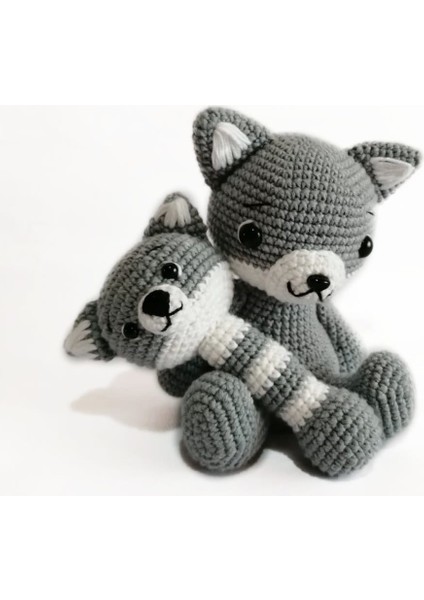 Sevimli Kurt Oyuncak ve Çıngırak Takım Amigurumi Organik Oyuncak