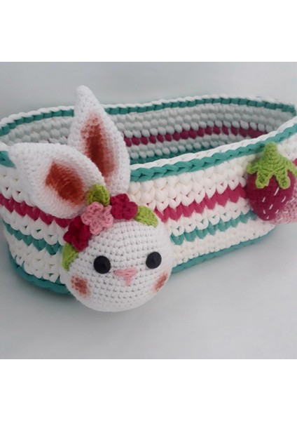 Yenidoğan Sevimli Tavşan Sepetli Takım Amigurumi Organik Oyuncak modelleri