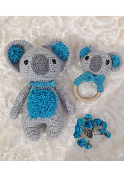 Uyku Arkadaşı Koala ve Çıngırak Takımı Amigurumi Organik Oyuncak