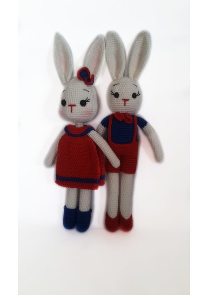 Bay ve Bayan King Tavşan Çifti Amigurumi Organik Oyuncak