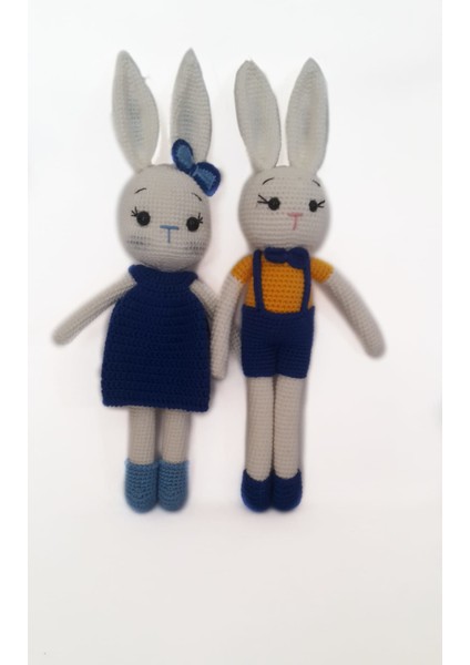 Oyuncak Park Blue Rabbits Ailesi Amigurumi Organik Oyuncak