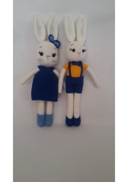 Oyuncak Park Blue Rabbits Ailesi Amigurumi Organik Oyuncak