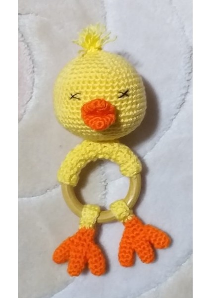 Civciv Diş Kaşıyıcı Çıngırak Amigurumi Organik Oyuncak
