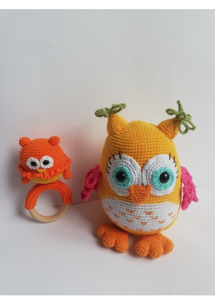 Baykuş Uyku Arkadaşı ve Çıngırak Amigurumi Organik Oyuncak fiyatları