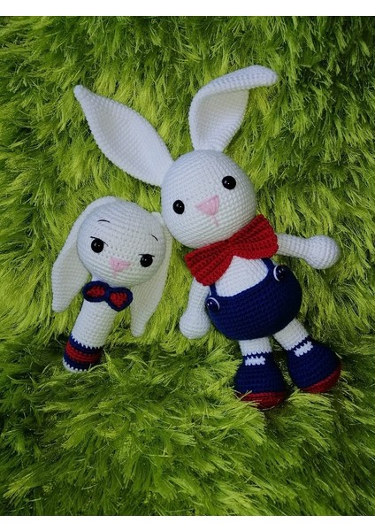 Salopetli Tavşan Uyku Arkadaşı ve Çıngırak Amigurumi Organik Oyun fiyatları