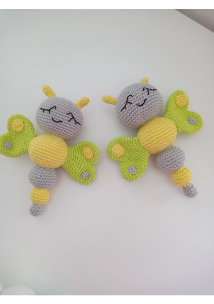 Sevimli Kelebek Çıngırak Amigurumi Organik Oyuncak