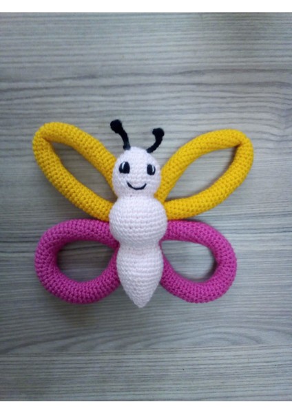 Kelebek Çıngırak Amigurumi Organik Oyuncak