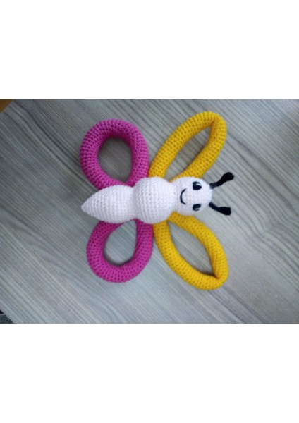 Kelebek Çıngırak Amigurumi Organik Oyuncak