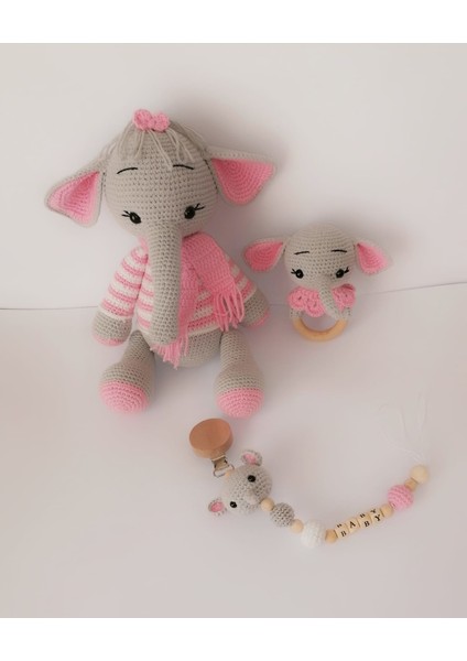 Sevimli Fil Yeni Doğan Seti Amigurumi Organik Oyuncak fiyatları