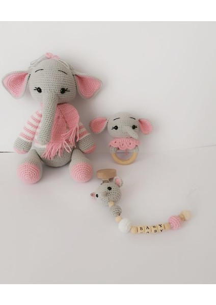 Sevimli Fil Yeni Doğan Seti Amigurumi Organik Oyuncak modelleri