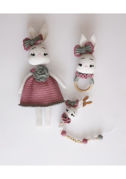 Süslü Tavşan Yeni Doğan Seti Amigurumi Organik Oyuncak fiyatları