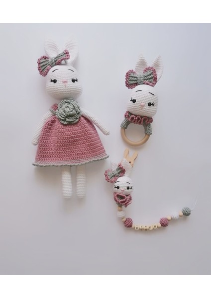 Süslü Tavşan Yeni Doğan Seti Amigurumi Organik Oyuncak fırsatları