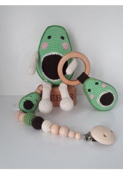 Avokado Yeni Doğan Seti Amigurumi Organik Oyuncak
