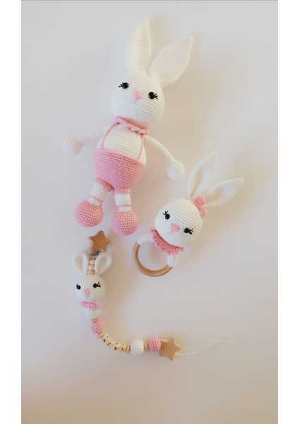 Yeni Doğan Uzun Kulak Tavşan Seti Amigurumi Organik Oyuncak fiyatları
