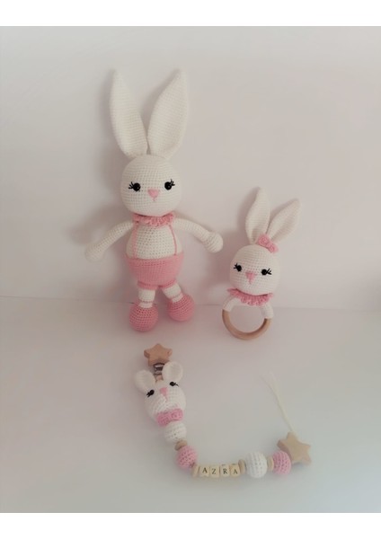 Yeni Doğan Uzun Kulak Tavşan Seti Amigurumi Organik Oyuncak modelleri