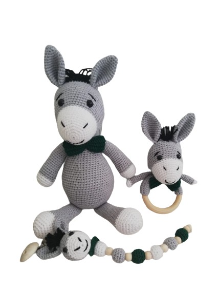 Eşek Uyku Arkadaşı Takımı Amigurumi Organik Oyuncak