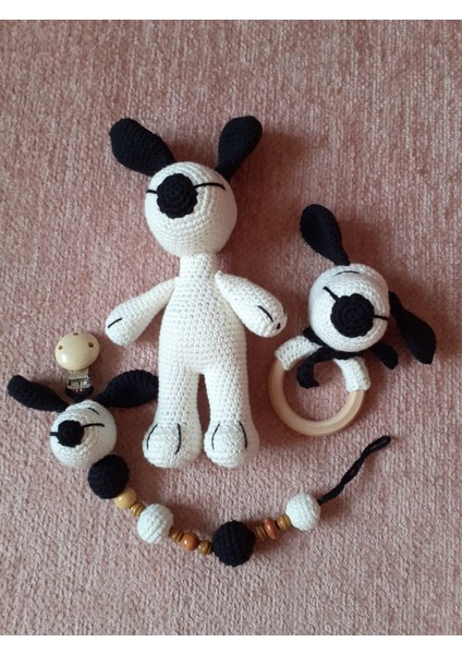 Snoopy Yeni Doğan Takım Amigurumi Organik Oyuncak