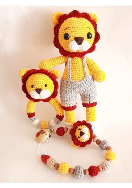 Yeni Doğan Aslan Seti Amigurumi Organik Oyuncak
