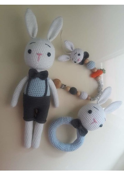 Erkek Tavşan Seti Amigurumi Organik Oyuncak