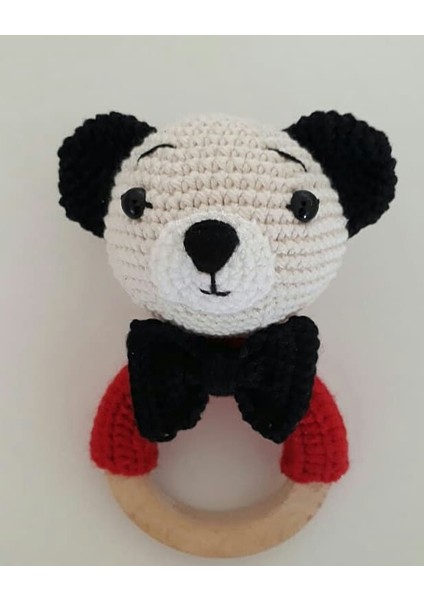 Ayıcıklı Diş Kaşıyıcı Çıngırak Amigurumi Organik Oyuncak