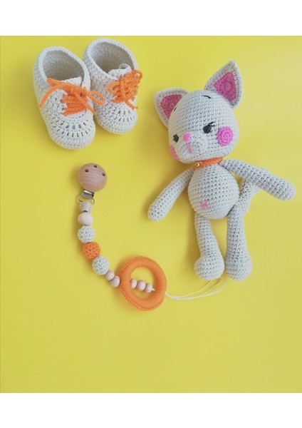 Kedi Sunny Yeni Doğan Seti Amigurumi Organik Oyuncak