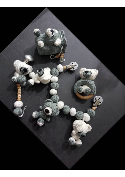 Ayıcıklı Dörtlü Takım Amigurumi Organik Oyuncak