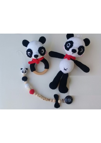 Yenidoğan Panda Set Amigurumi Organik Oyuncak