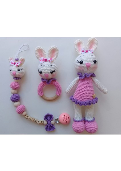 Nolly Tavşan Takım Amigurumi Organik Oyuncak