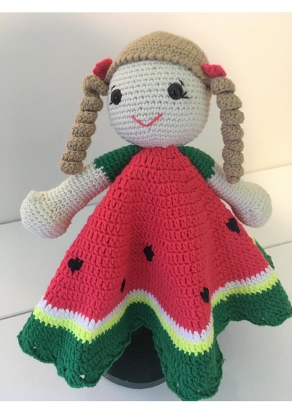 Karpuz Kız Bebek Uyku Arkadaşı Amigurumi Organik Oyuncak