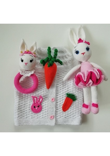 Havuçlu Tavşan Set Amigurumi Organik Oyuncak