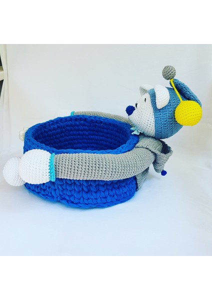 Ayıcıklı Penye Sepet Yeni Doğan Takımı Amigurumi Organik Oyun modelleri