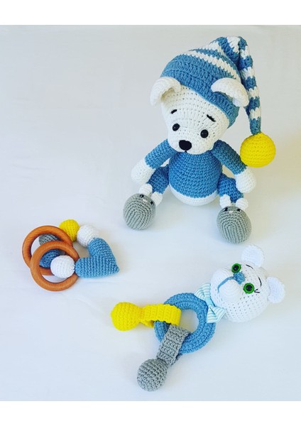 Ayıcıklı Penye Sepet Yeni Doğan Takımı Amigurumi Organik Oyun fırsatları