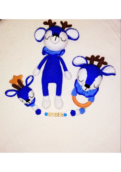 Uykucu Geyik Uyku Arkadaşı Takımı Amigurumi Organik Oyuncak