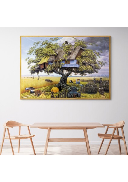 Fantasy Tree Altın Çerçeveli Kanvas Tablo