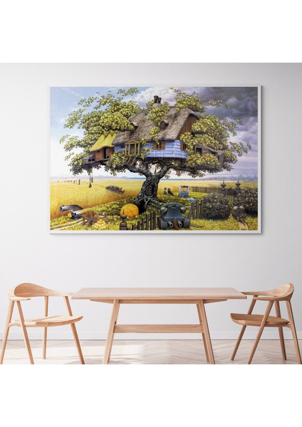 Fantasy Tree Gümüş Çerçeveli Kanvas Tablo