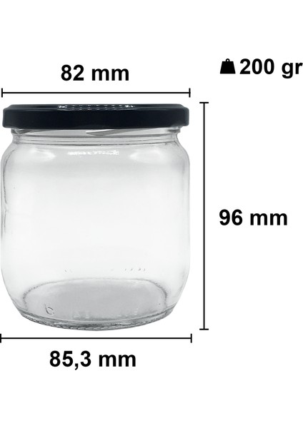 425 cc Kavanoz Metal Siyah Konserve Kapaklı 425 ml Şeffaf Cam Kavanoz 36 Adet fiyatları