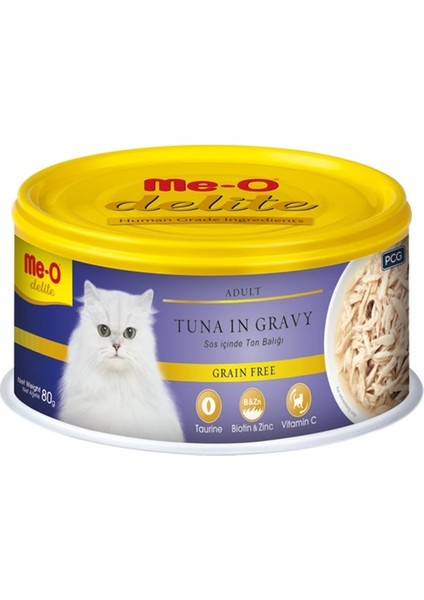 Delite Tahılsız Sos Içinde Ton Balıklı Yetişkin Kedi Konservesi 80 gr