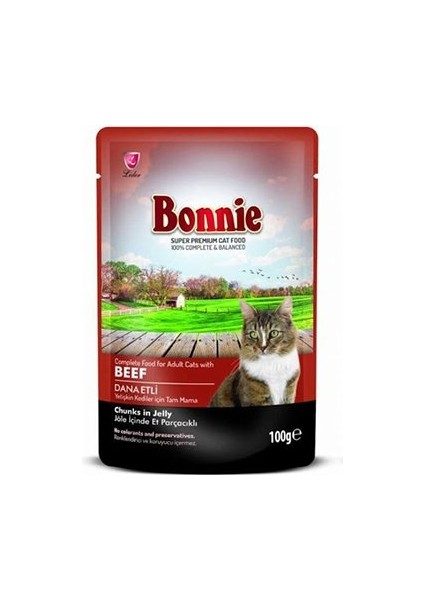 Dana Etli Pouch Jelly Yetişkin Kedi Konserve Maması 100 gr