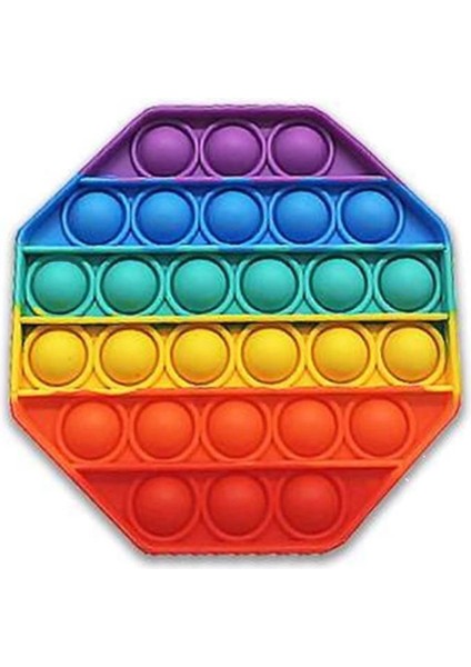 Pop It Duyusal Zihinsel Oyuncak ( Rainbow Renk, Sekizgen )