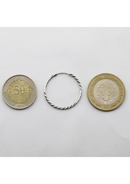 14 Ayar Kalemli Halka Küpe Beyaz (Çapı: 2.7 Cm)