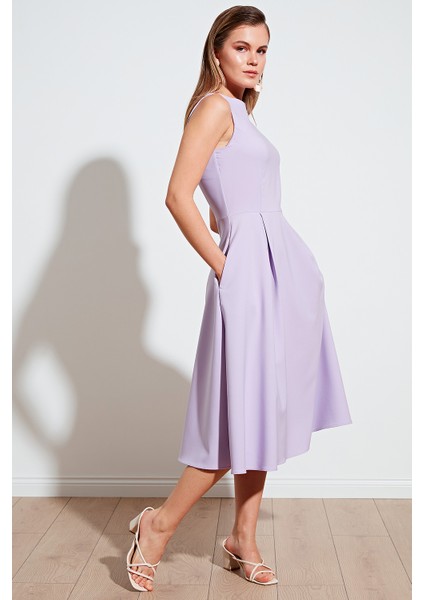 Bisiklet Yaka Cepli Pileli Midi Elbise Kadın Elbise 6051963 fırsatları