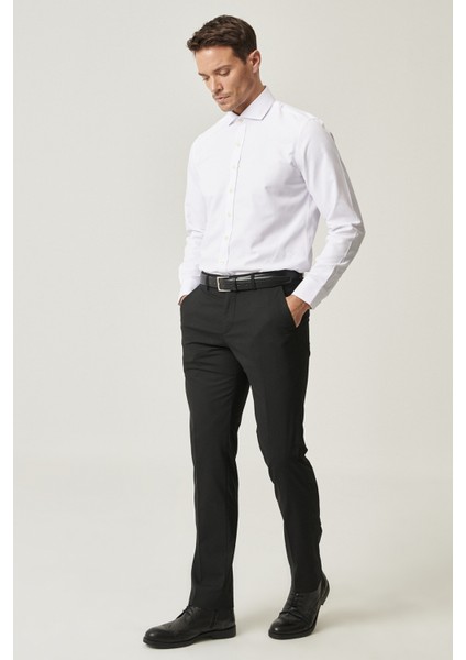 AC&Co / Altınyıldız Classics Erkek Siyah Regular Fit Normal Kesim Yan Cepli Esnek Klasik Pantolon