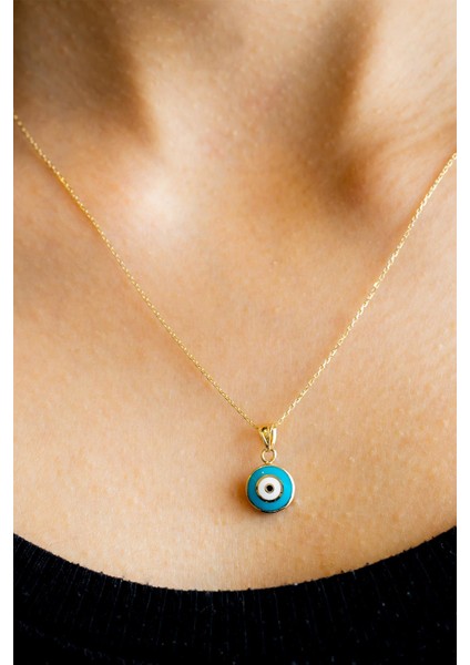 Çift Taraflı Nazar Altın Kolye