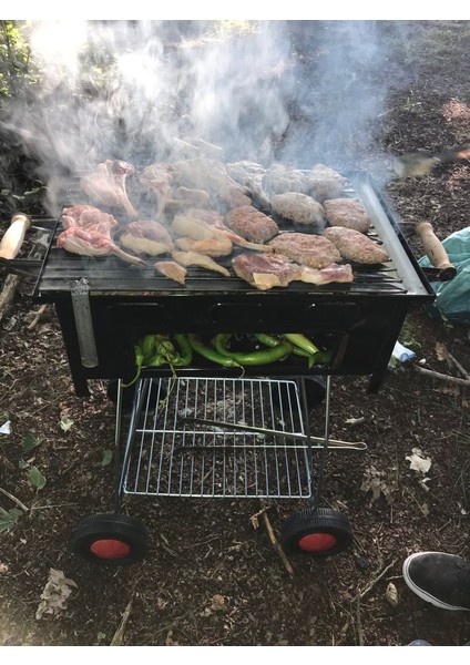 50X35 Lama Izgaralı Barbekü Mangal Katlanır Mangal Seyyar Mangal Fırınlı Mangal