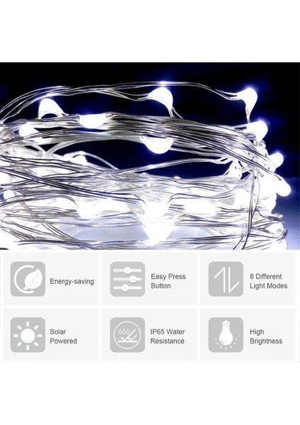 12W 20 m/65.6FT 200 LED Güneş Enerjili Bakır Tel (Yurt Dışından) fırsatları